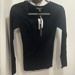 Catherine Malandrino Black Ribbed Top